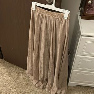 Tan Flowing Maxi Skirt